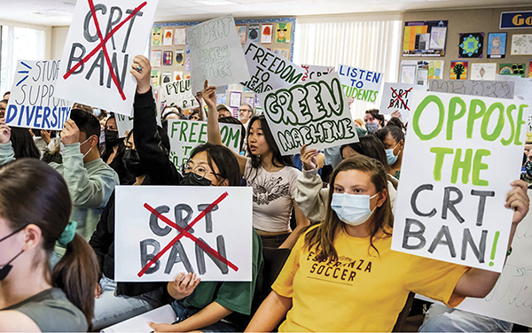 Protest signs against CRT