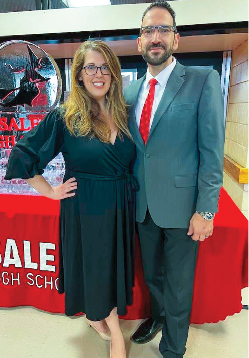 A woman and man standing together
