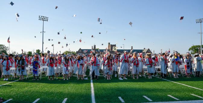 Vineland graduates throwing caps