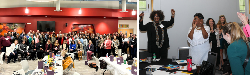 Groups of attendees at family engagement program meetings