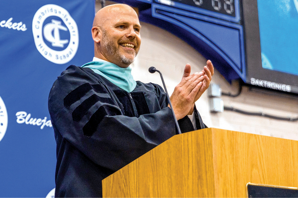 Nate Rudolph at podium