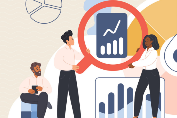 People looking at graphs illustration