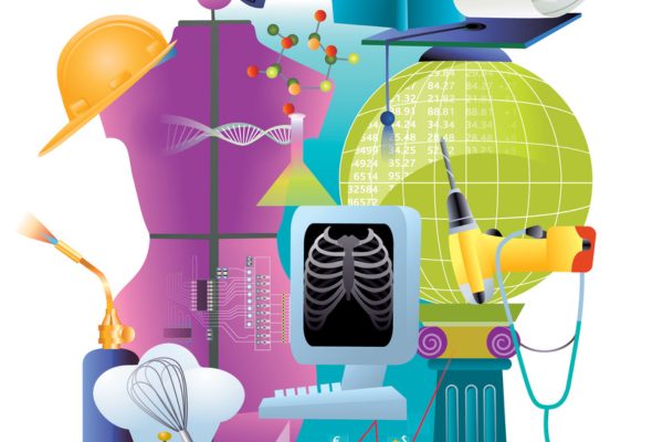 illustration of many different professions' icons