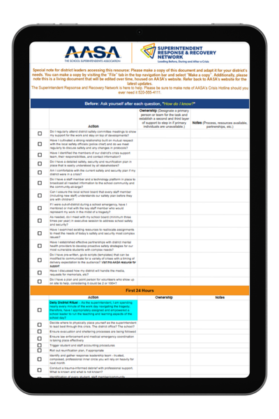 SRRN Response Checklist