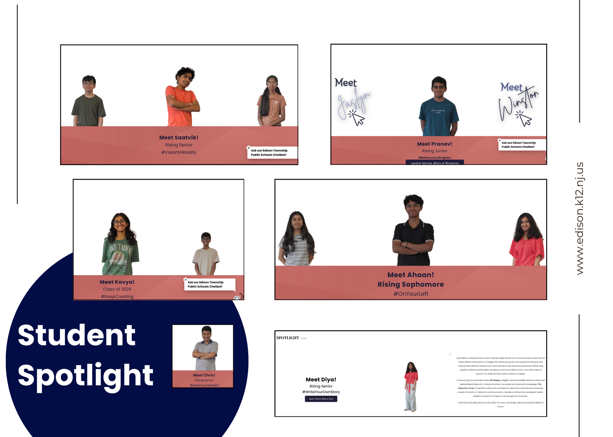 Pictures of student interns working on a presentation