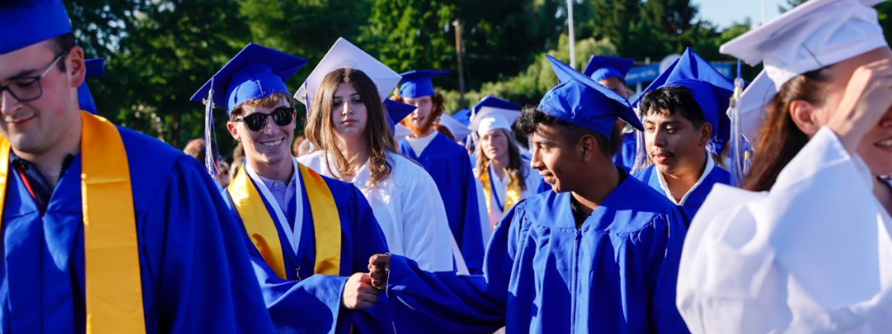 Students in graduation robes