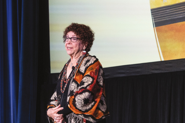 Margaret Wheatley presenting on stage